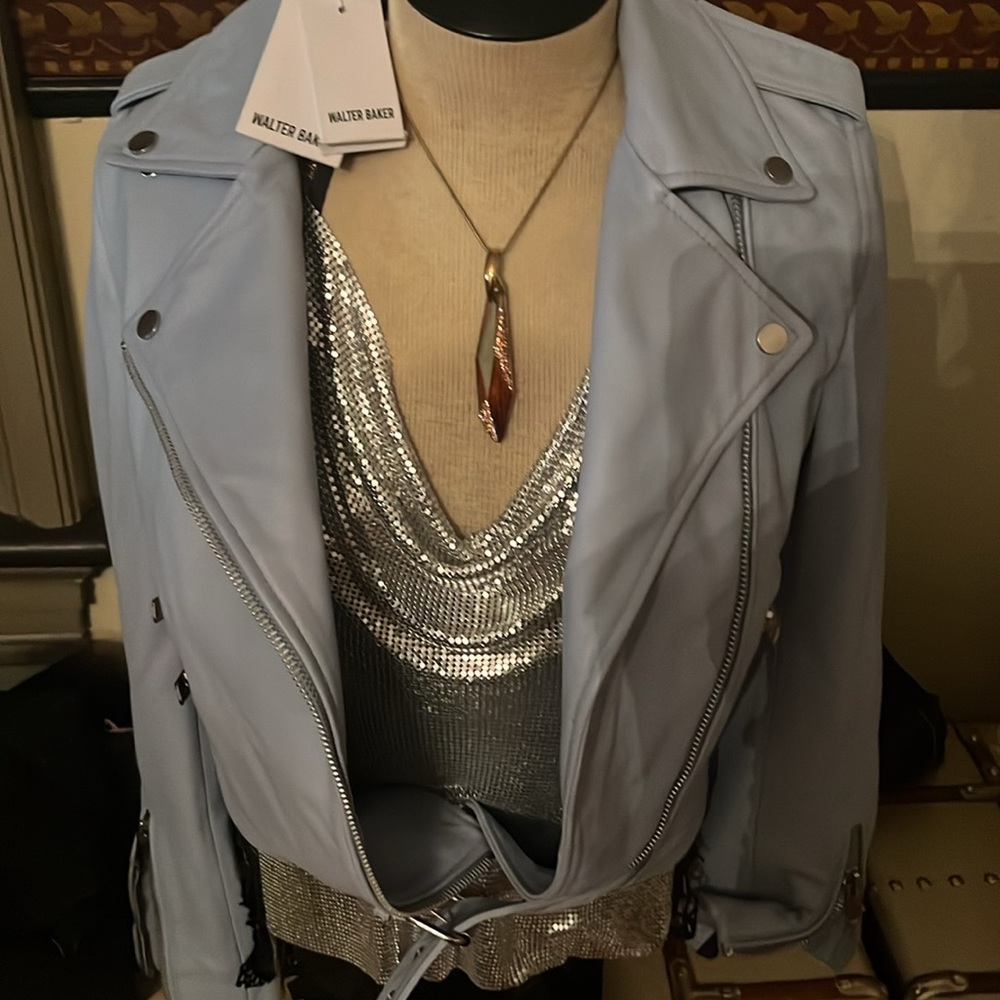 Walter Baker baby blue Lather jacket